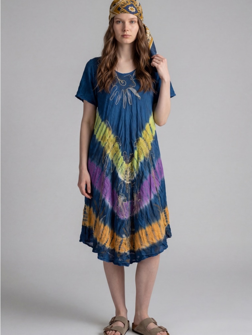Apsara tiedye dress bohemian embroidery beach coverup festival dress Cottagecore